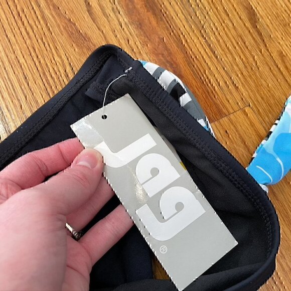 NEW NWT JAG JEANS Solid Black Blue White Belted Stripe Y2K Bikini BOTTOM Medium - Picture 6 of 11